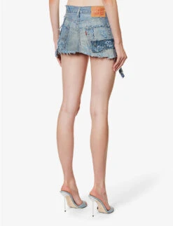 Patchwork-panel Low-waist Denim Mini Skirt -Whistles Store R04180699 LIGHTBLUEWASH ALT03