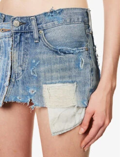Patchwork-panel Low-waist Denim Mini Skirt -Whistles Store R04180699 LIGHTBLUEWASH ALT04