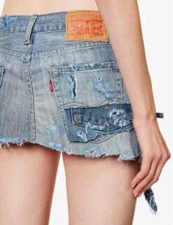Patchwork-panel Low-waist Denim Mini Skirt -Whistles Store R04180699 LIGHTBLUEWASH ALT05