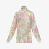 Dries Van Noten Floral-print Turtleneck Silk-blend Shirt 1 Dries Van Noten Floral-print Turtleneck Silk-blend Shirt -Whistles Store R04180721 GREY M