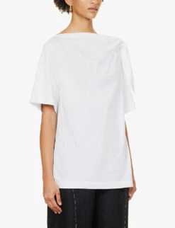 Dries Van Noten Cowl-neckline Relaxed-fit Cotton T-shirt 8 Dries Van Noten Cowl-neckline Relaxed-fit Cotton T-shirt -Whistles Store R04180734 WHITE ALT02