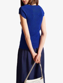 Ted Baker Cyndiy Scoop-neck Stretch-knit Top -Whistles Store R04181231 BLUE ALT03