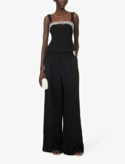 Angelita Embellished-neckline Woven Top -Whistles Store R04181288 BLACK ALT01