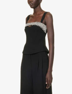 Angelita Embellished-neckline Woven Top -Whistles Store R04181288 BLACK ALT02