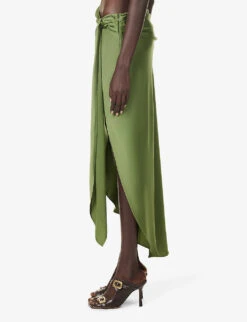 Elisabetta Asymmetric Satin Midi Skirt -Whistles Store R04181291 NORI ALT02