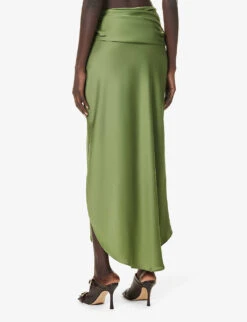 Elisabetta Asymmetric Satin Midi Skirt -Whistles Store R04181291 NORI ALT03