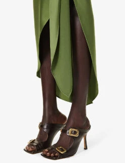 Elisabetta Asymmetric Satin Midi Skirt -Whistles Store R04181291 NORI ALT06