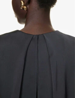 Dawn Cape-overlay Satin Top -Whistles Store R04181293 BLACK ALT04