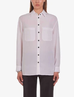 THE KOOPLES Patch-pocket Regular-fit Silk Shirt -Whistles Store R04181760 ECRU ALT02