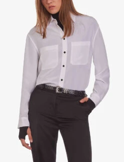 THE KOOPLES Patch-pocket Regular-fit Silk Shirt -Whistles Store R04181760 ECRU ALT04