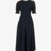 ME AND EM Smocked Puff-sleeve Cotton Maxi Dress -Whistles Store R04181866 NAVY M
