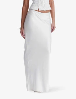Sydel Bias-cut Stretch-satin Maxi Skirt -Whistles Store R04181985 WHITE ALT02