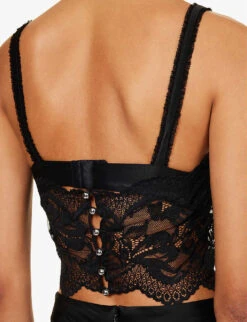 Paco Rabanne Square-neck Floral-embroidered Stretch-lace Top 11 Paco Rabanne Square-neck Floral-embroidered Stretch-lace Top -Whistles Store R04183137 BLACK ALT04