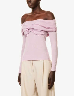 Titanic Knot-detail Wool Top -Whistles Store R04183794 LAVENDER ALT02