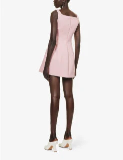 Philosophy Di Lorenzo Serafini Square-neckline Panelled Stretch-woven Mini Dress -Whistles Store R04183937 PINK ALT03