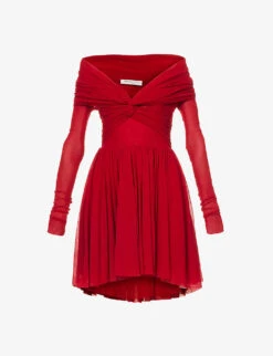 Philosophy Di Lorenzo Serafini Shawl-neckline Long-sleeved Woven Mini Dress