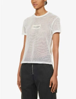 Acne Studios Etza Semi-sheer Cotton Knitted T-shirt -Whistles Store R04184388 WHITE ALT02