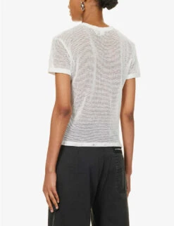 Acne Studios Etza Semi-sheer Cotton Knitted T-shirt -Whistles Store R04184388 WHITE ALT03