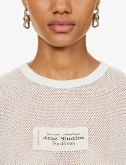 Acne Studios Etza Semi-sheer Cotton Knitted T-shirt -Whistles Store R04184388 WHITE ALT04