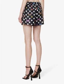 Versace Graphic-pattern Mid-rise Silk Shorts -Whistles Store R04185121 BLACKMULTICOLOR ALT03