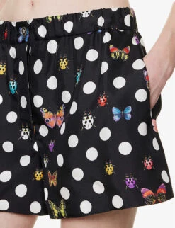 Versace Graphic-pattern Mid-rise Silk Shorts -Whistles Store R04185121 BLACKMULTICOLOR ALT04