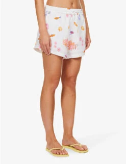 Seafolly Under The Sea Printed Linen Shorts -Whistles Store R04185690 WHITE ALT02