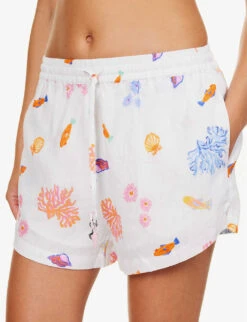 Seafolly Under The Sea Printed Linen Shorts -Whistles Store R04185690 WHITE ALT04