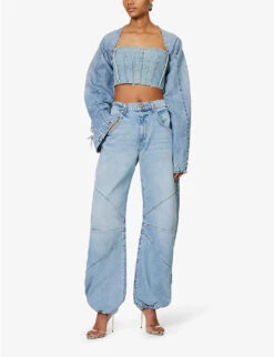 Frederic Drawstring-cuff Wide-leg High-rise Jeans -Whistles Store R04185906 DAPHNE ALT01