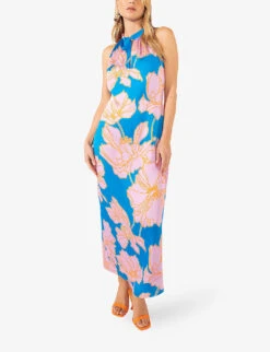 Floral-print Cut-out Woven Midi Dress 6 Floral-print Cut-out Woven Midi Dress -Whistles Store R04185919 BLUE ALT01