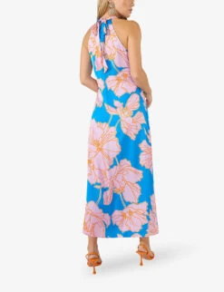 Floral-print Cut-out Woven Midi Dress 7 Floral-print Cut-out Woven Midi Dress -Whistles Store R04185919 BLUE ALT02