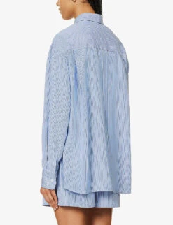 Oxford Regular-fit Striped Woven Shirt -Whistles Store R04186456 LIGHTBLUEBLACKSTRIPE ALT03