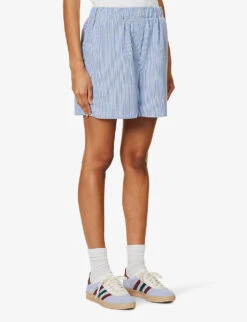 Lui Striped Woven Shorts -Whistles Store R04186459 LIGHTBLUEBLACKSTRIPE ALT02