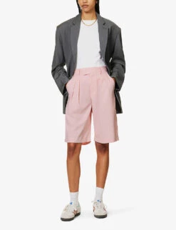 Vivian Striped High-rise Woven Shorts -Whistles Store R04186469 PINKPINSTRIPE ALT01