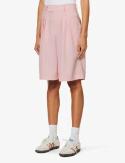 Vivian Striped High-rise Woven Shorts -Whistles Store R04186469 PINKPINSTRIPE ALT02