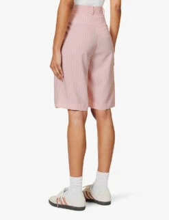 Vivian Striped High-rise Woven Shorts -Whistles Store R04186469 PINKPINSTRIPE ALT03