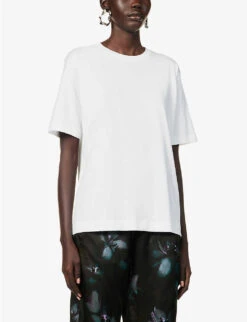 Dries Van Noten Round-neck Relaxed-fit Cotton-jersey T-shirt 9 Dries Van Noten Round-neck Relaxed-fit Cotton-jersey T-shirt -Whistles Store R04186665 WHITE ALT02