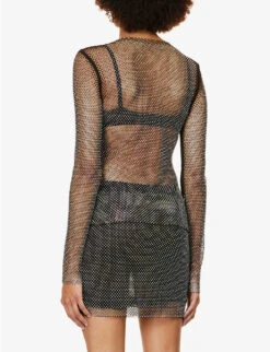 Rhinestone-embellished Regular-fit Chainmail Top -Whistles Store R04186753 BLACK ALT03