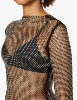 Rhinestone-embellished Regular-fit Chainmail Top -Whistles Store R04186753 BLACK ALT04