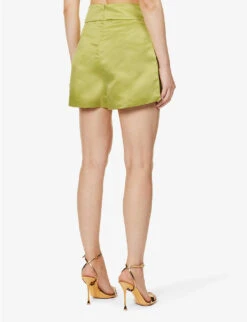Chain-detail High-rise Satin Shorts -Whistles Store R04186757 GREEN ALT03