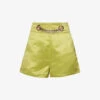 Chain-detail High-rise Satin Shorts -Whistles Store R04186757 GREEN M