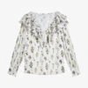 Ted Baker Avarose Frill-neck Floral-print Woven Blouse -Whistles Store R04186854 WHITE M