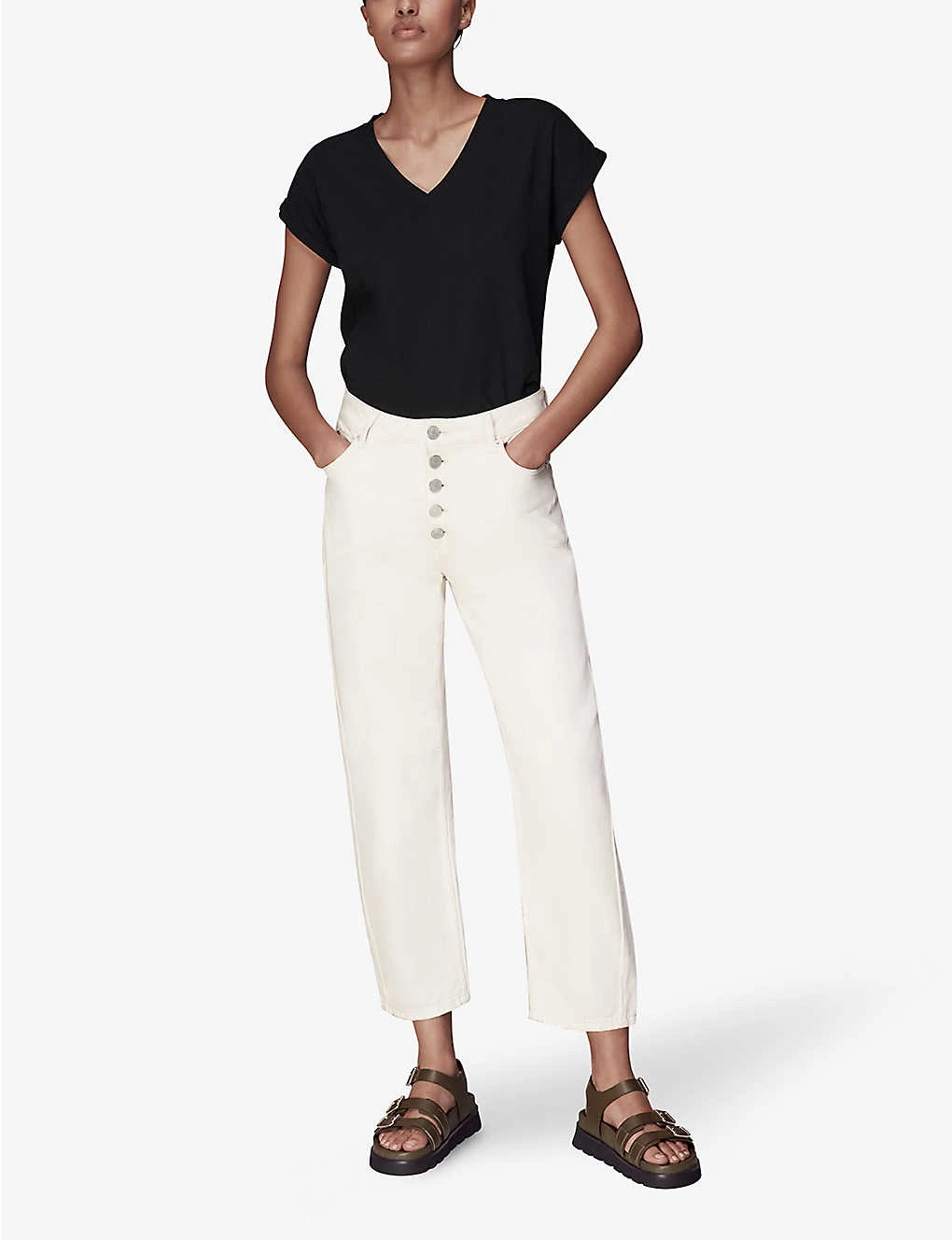 Whistles Willa V-neck Organic-cotton T-shirt 4 Whistles Willa V-neck Organic-cotton T-shirt - Image 2