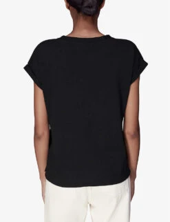 Whistles Willa V-neck Organic-cotton T-shirt 11 Whistles Willa V-neck Organic-cotton T-shirt -Whistles Store R04187560 BLACK ALT03