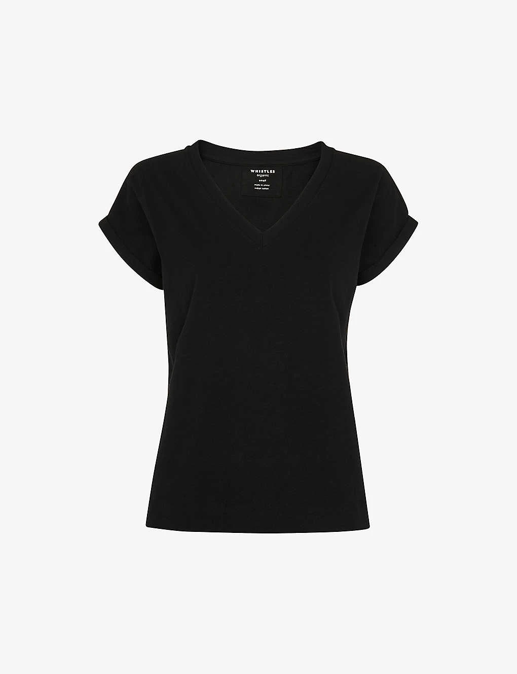 Whistles Willa V-neck Organic-cotton T-shirt 3 Whistles Willa V-neck Organic-cotton T-shirt