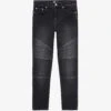THE KOOPLES Slim-fit Jacron-embossed Stretch-denim Jeans -Whistles Store R04187754 BLACKWASHED M