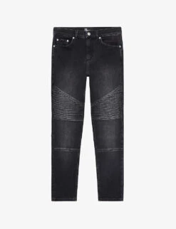 THE KOOPLES Slim-fit Jacron-embossed Stretch-denim Jeans