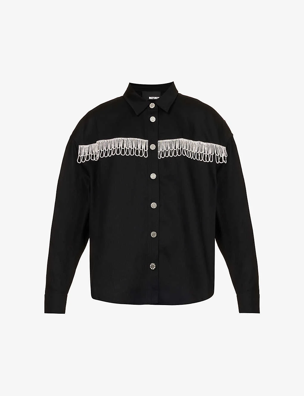 ROTATE Birger Christensen Crystal-fringe Oversized Organic-cotton Twill Shirt 3 ROTATE Birger Christensen Crystal-fringe Oversized Organic-cotton Twill Shirt