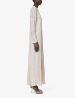 Missoni Striped Sequin-embellished Knitted Maxi Dress -Whistles Store R04188308 BEIGELILLACELESTE ALT02