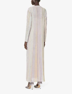 Missoni Striped Sequin-embellished Knitted Maxi Dress -Whistles Store R04188308 BEIGELILLACELESTE ALT03