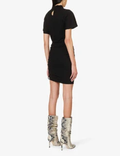 Isabel Marant Etoile Lya Ruched Stretch-woven Mini Dress -Whistles Store R04188823 BLACK ALT03